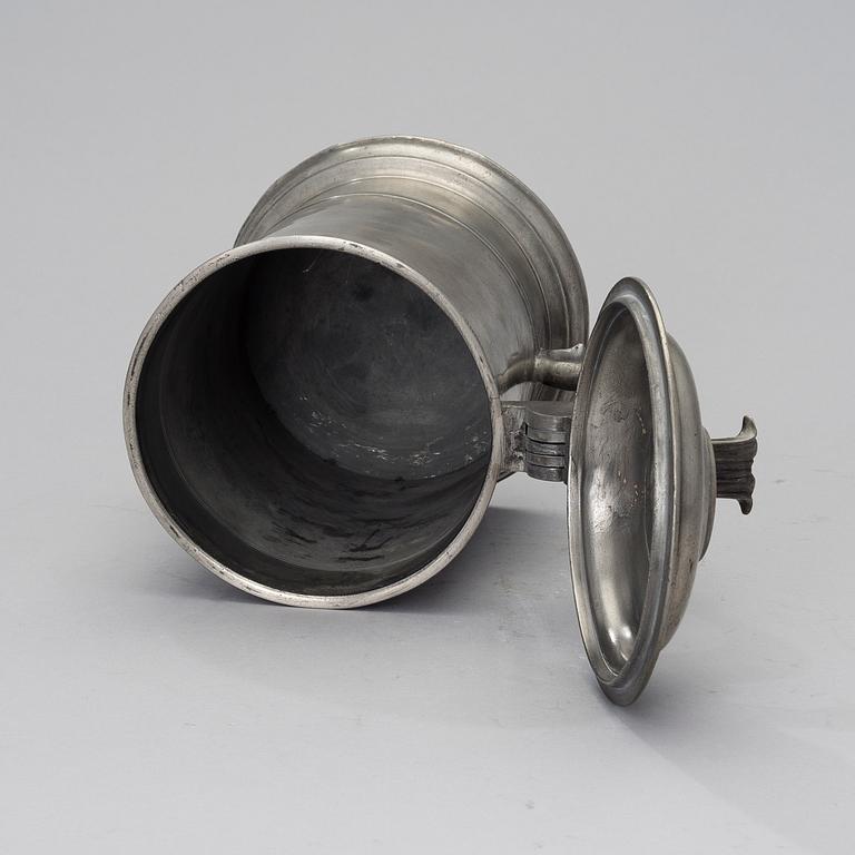 An 1840 pewter tancard by Johan Lindblad, Turku Finland.