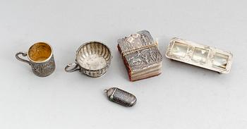 SILVERFÖREMÅL, 5 delar, 1800-/1900-tal.