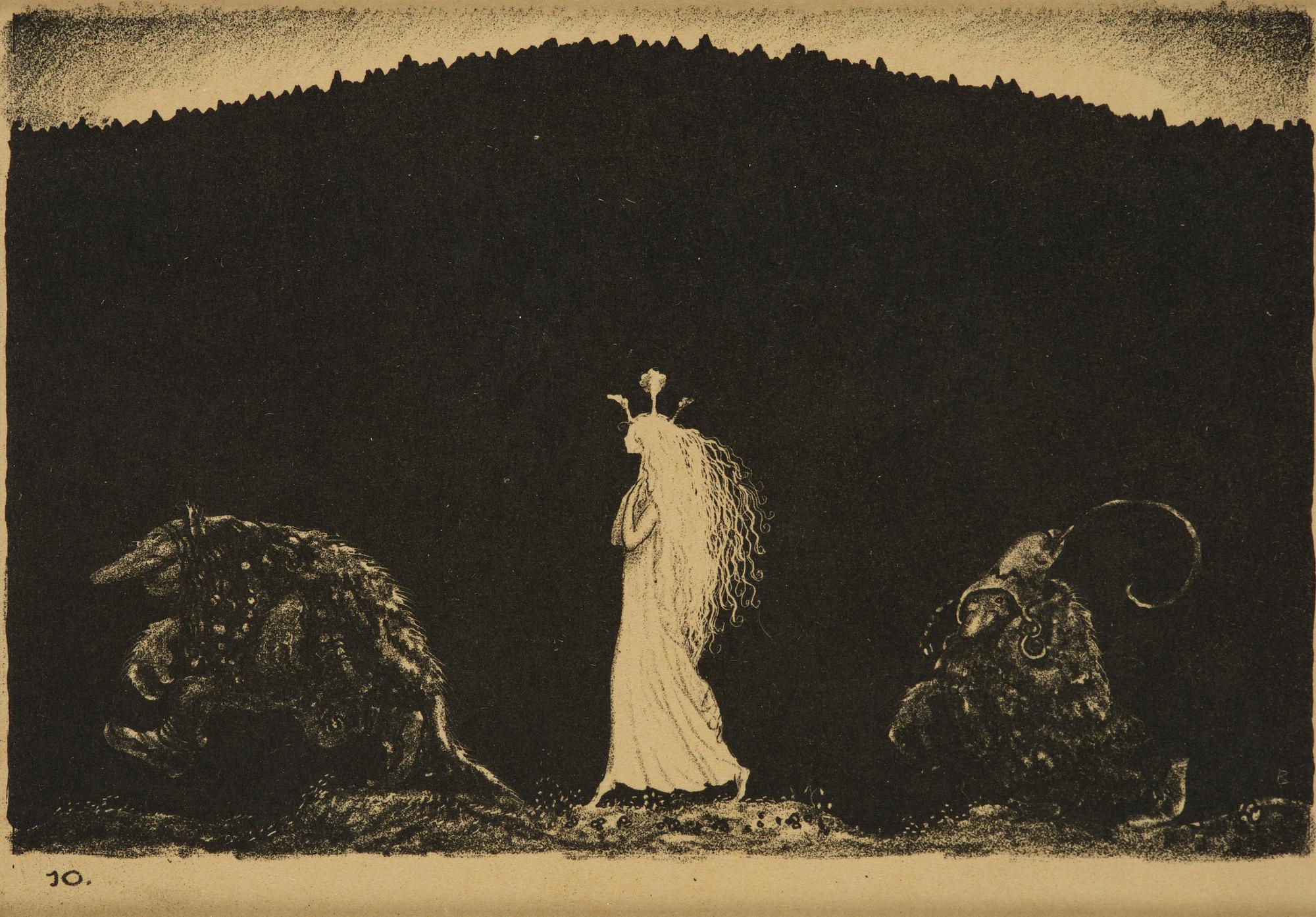 John Bauer, "Troll", de kompletta 10 osignerade litografierna ur sviten.