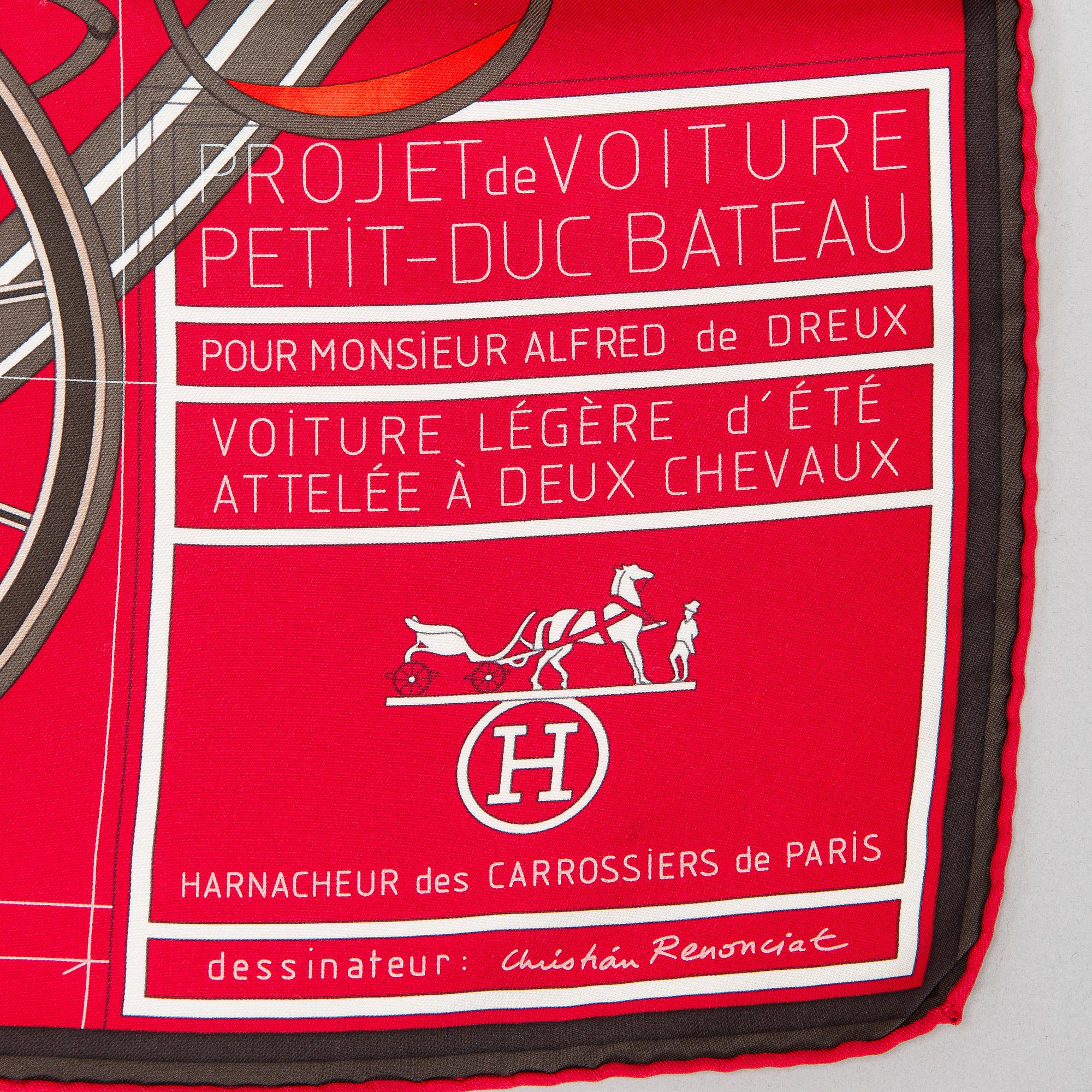 Hermès, scarf, "Project de Voiture Petit - Duc Bateau".