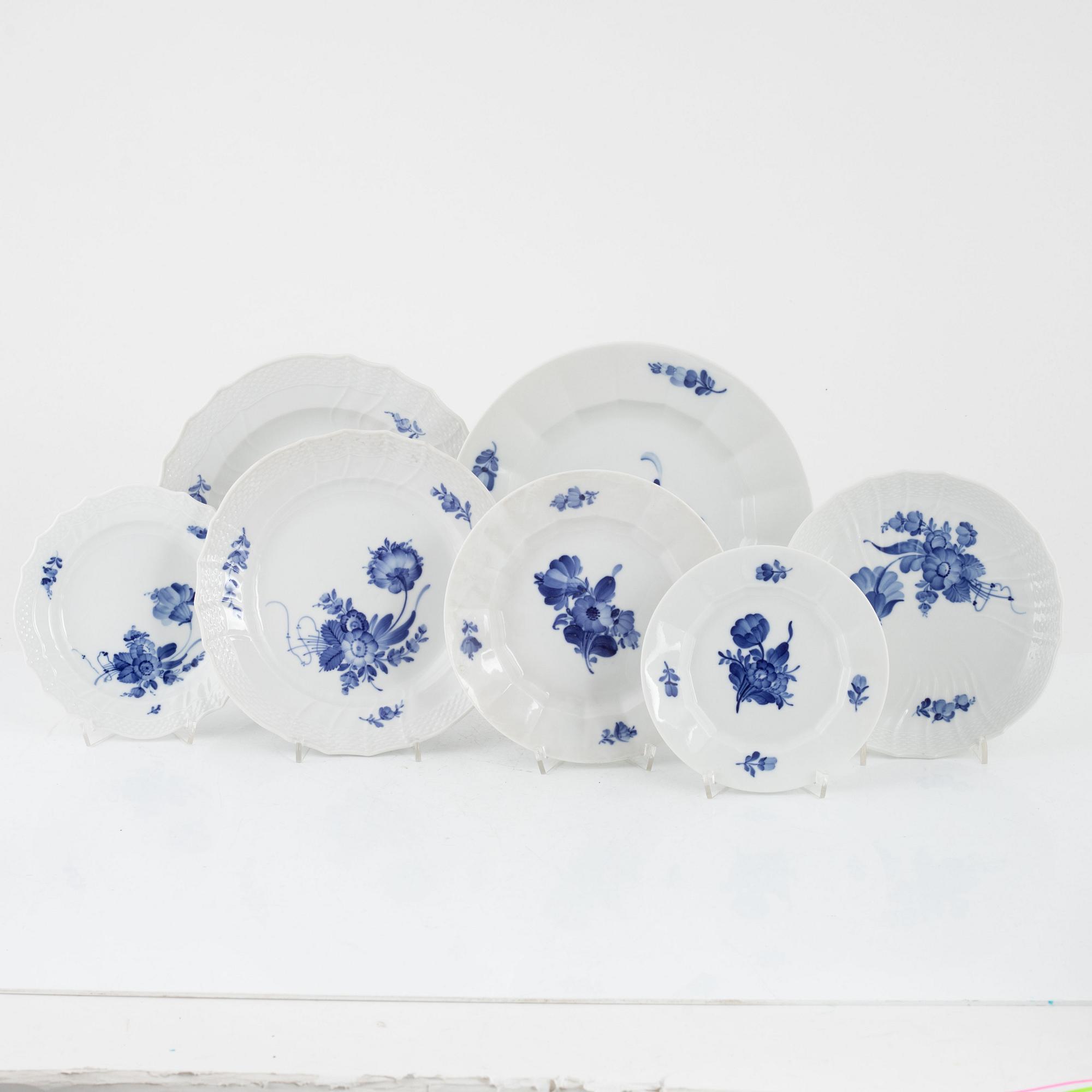 A 71-piece "Blue flower" porcelain dinner and coffee service, Royal Copenhagen, Denmark.