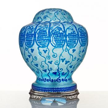 Ferdinand Boberg, an Art Nouveau cameo glass table lamp, Reijmyre, Sweden.