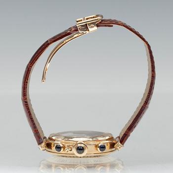 ARMBANDSUR, herr, Cartier Pasha Chrono, 18K guld, original l
äder armband 1999.