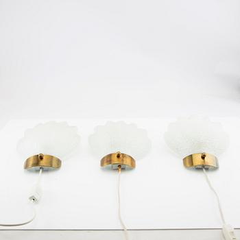 Wall lamps 3 pcs 1940s/50s Swedish Modern.