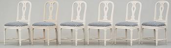 STOLAR, 6 st, Gustaviansk stil, ur IKEAs 1700-tals serie, sent 1900-tal.