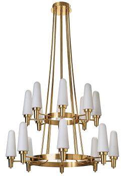 98. A Swedish 1950's brass chandelier.