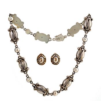 Georg Jensen, halsband och örhängen ett par silver design nr 15.