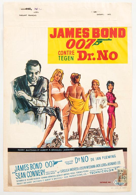 A Belgian movie poster James Bond  "Dr. No" 1962/63.