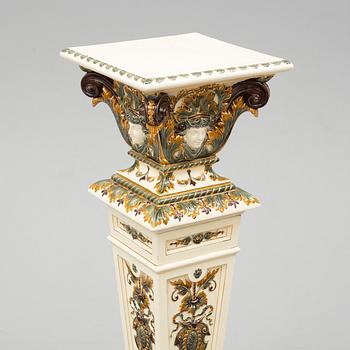 A ca 1900 Swedish majolica pedestal, signed Rörstrand.