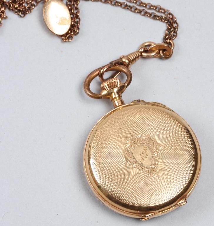 DAMFICKUR , 14 K guld, Tidigt 1900-tal.