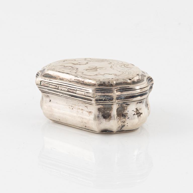 A Danish Rococo Silver Box, mark of Bendix Christensen, Copenhagen, second half of the 18th century.