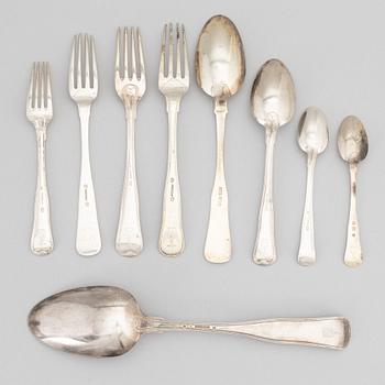 A Silver Cutlery, incl Jens Christian Thorning, Copenhagen 1864. (38 pieces).