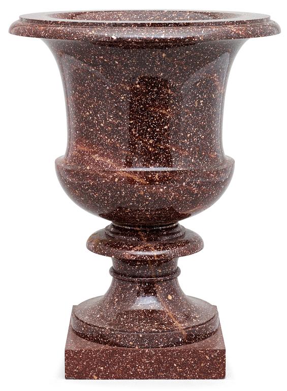 A Swedish Empire 19th century porphyry urn.