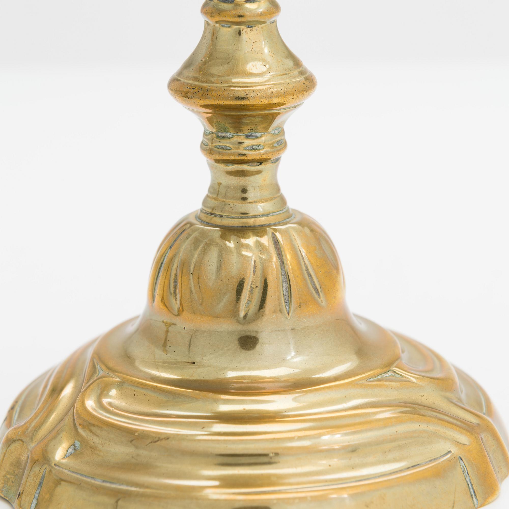 A pair of mid-18th century candlesticks France.