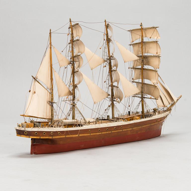 Model ship, a mid-20th century four-masted barque,