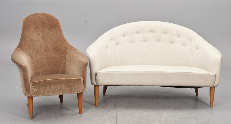 SOFFA och FÅTÖLJER, 2 st, ur serien "Paradiset", Kerstin Hörlin-Holmqvist för Nordiska Kompaniet.