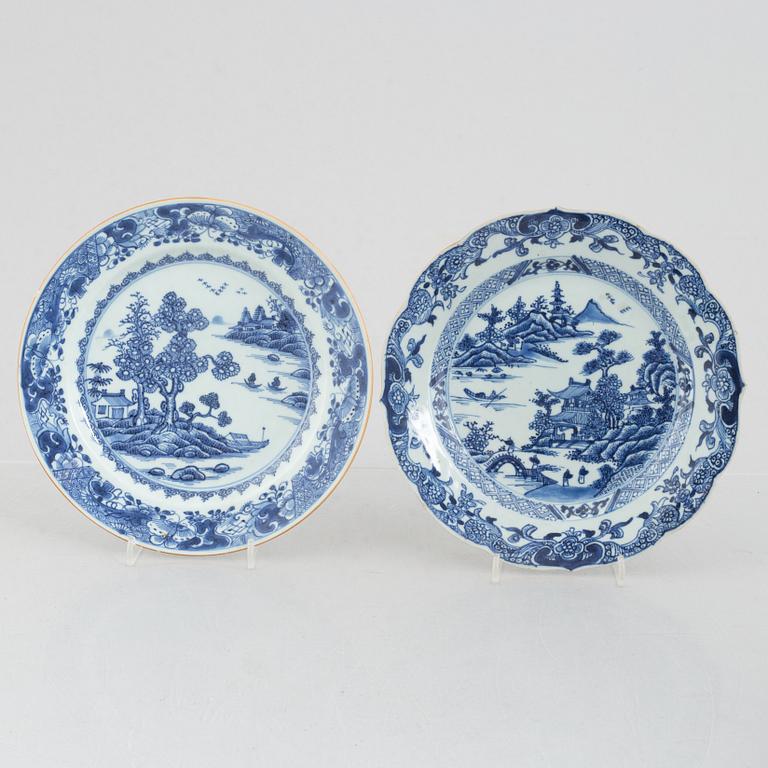 Tallrikar, 6 st, kompaniporslin, Kina, Qianlong (1736-95).