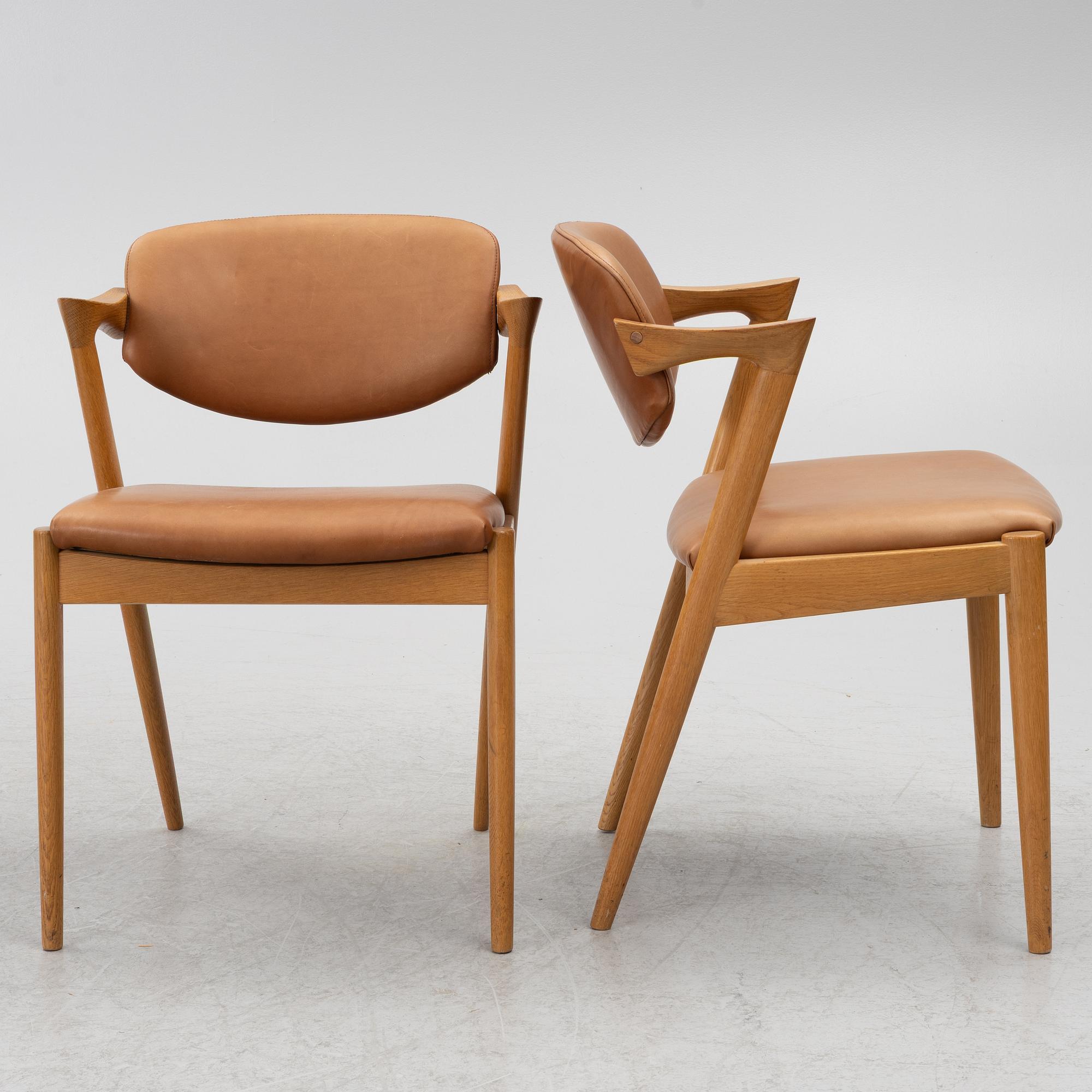 Kai Kristiansen, stolar, fyra stycken, modell 42, Schou Andersen, Danmark, 1950-tal.