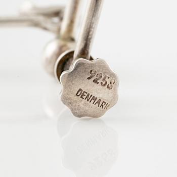 Vivianna Torun Bülow-Hübe, a pair of earrings, sterling silver with amethyst, for Georg Jensen.