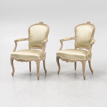 A pair of French Louis XV-style chairs, 19th Century.