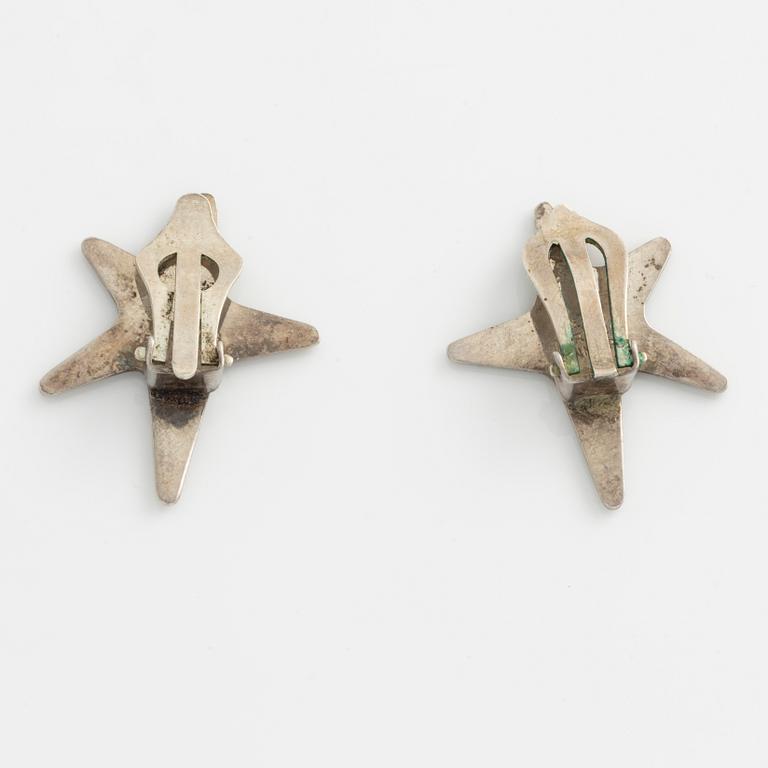 Collier and earrings, Meka and Volmer Bahner silver and blue enamel, Denmark.