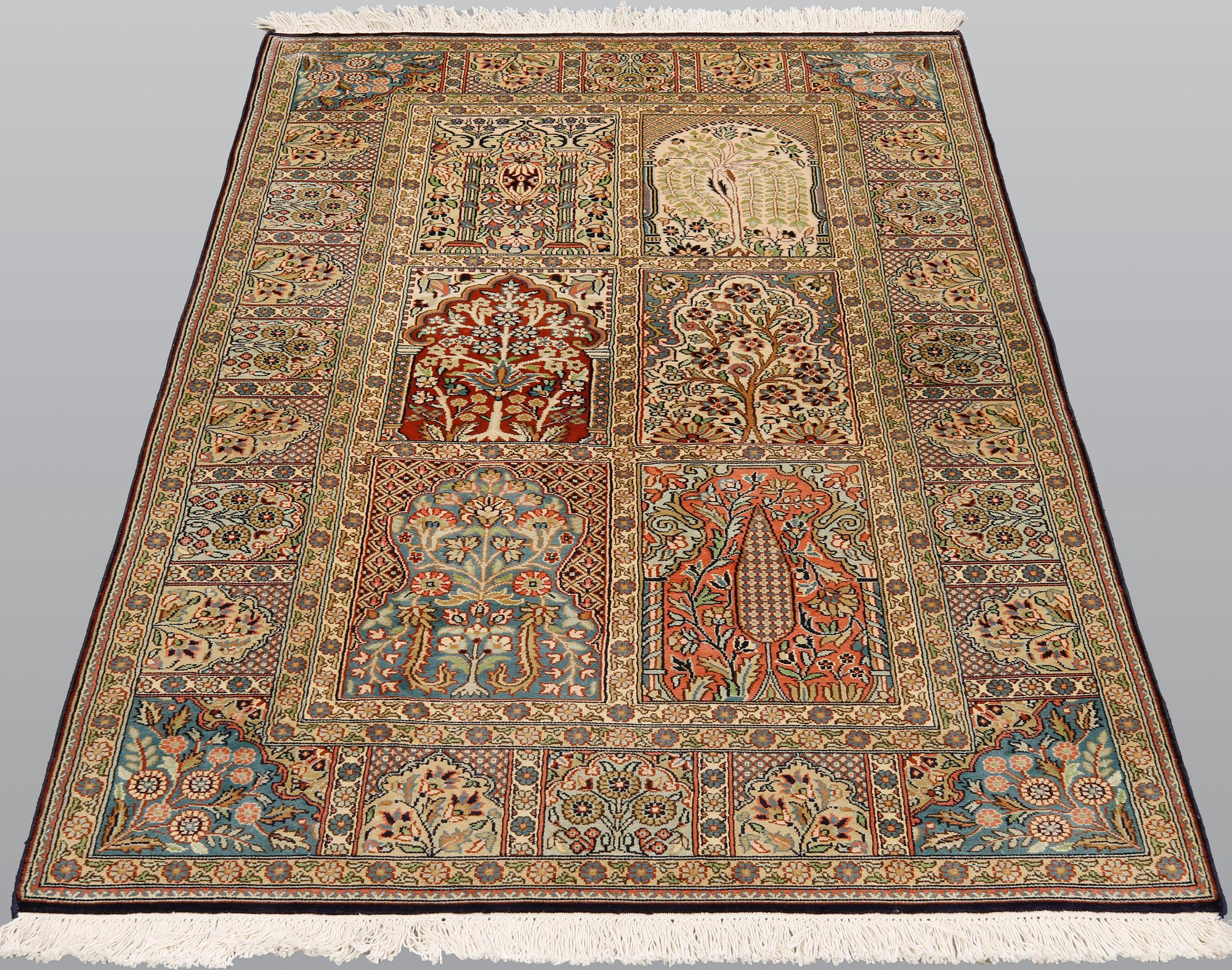 A rug, silk on cototn, Silke kashmir ca 154 x 92 cm.