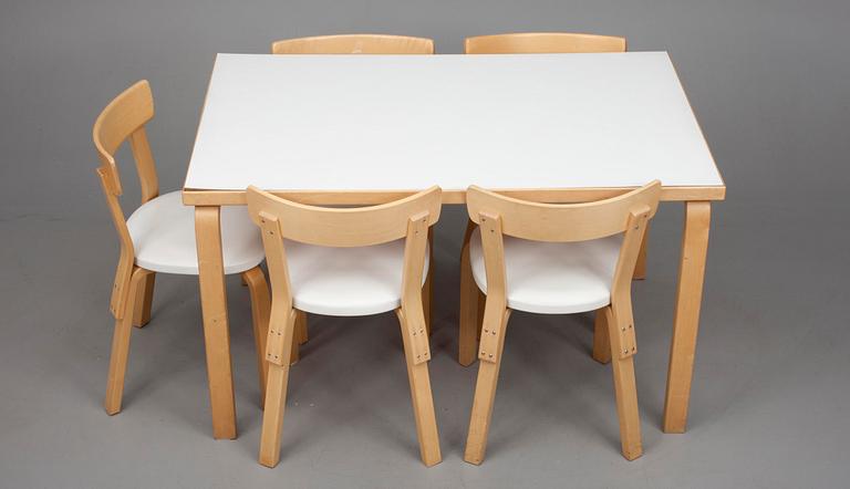 BORD, modell 81B samt STOLAR, 5 st, modell 69, Alvar Aalto, Artek.