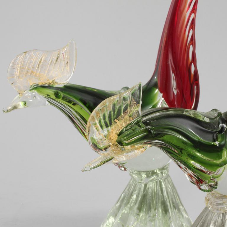FIGURINER, 2 st snarlika, glas, Murano, Italien, omkring 1900-talets mitt.
