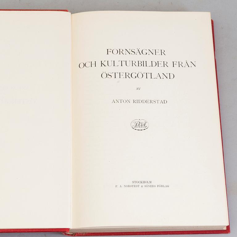 BÖCKER: Östergötlands Historia, Anton Ridderstad, 1914, 1917, 1918 och 1920, fyra volymer.