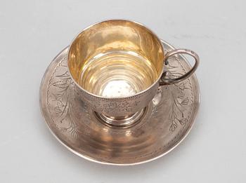 KAFFEKOPP samt -FAT, silver, Moskva 1891. Tot. vikt 120 g.