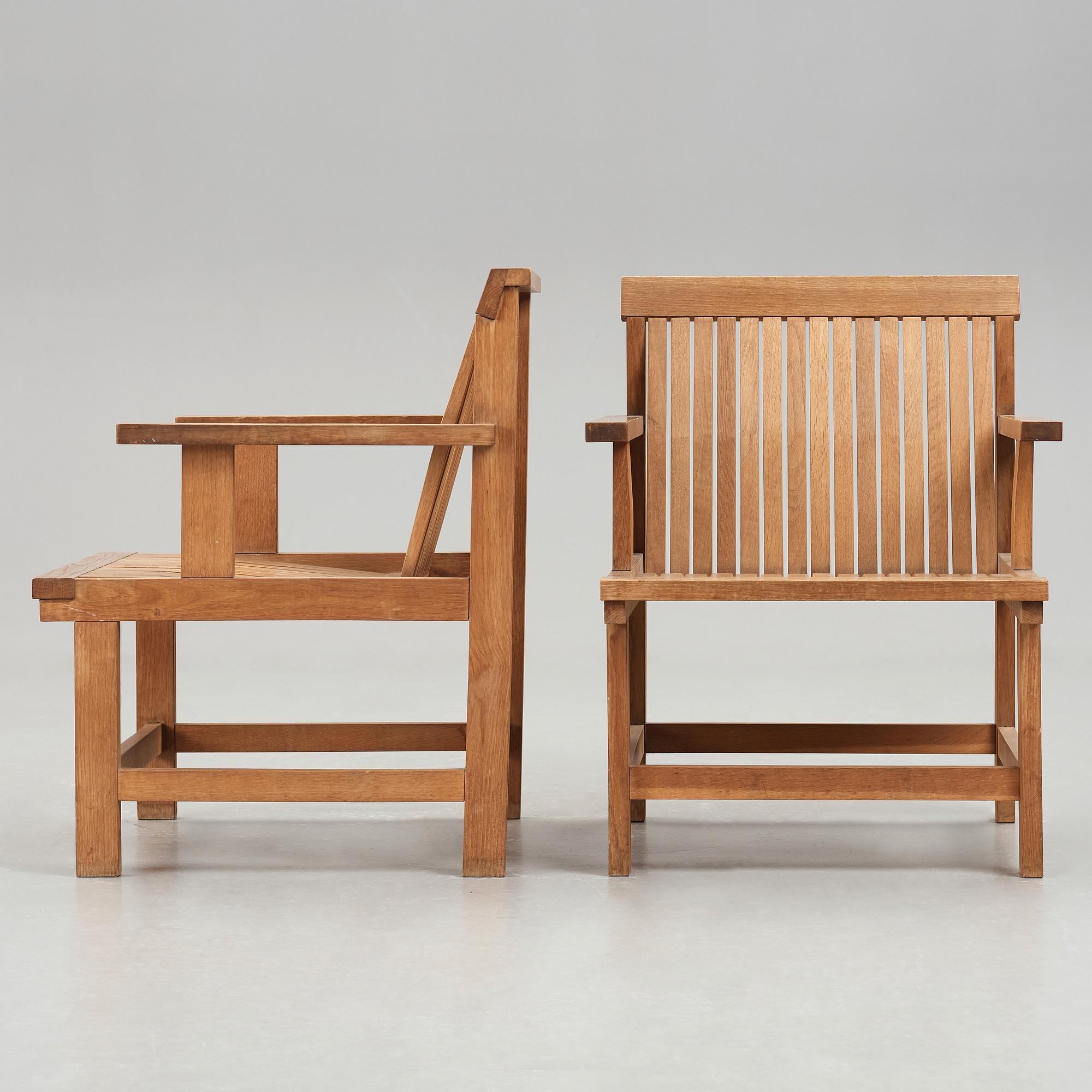 John Kandell, a pair of easy chairs, protypes probably made by cabinetmaker David Sjölinder 1950's.