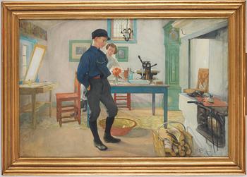 Carl Larsson, "Vet du vad? Var god och glad!" / "Esbjörn led" / "Grolle nicht".