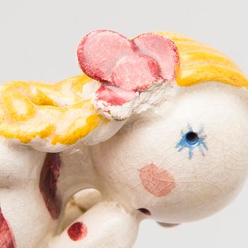 BIRDIE SAHLBERG, and ORVOKKI "OKKI" LAINE attributed to, ceramic figurines, 1+3 pcs, mid-20th century.