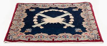A semi-antique pictoral Keshan rug, so called Dabir, c. 48.5 x 52 cm.