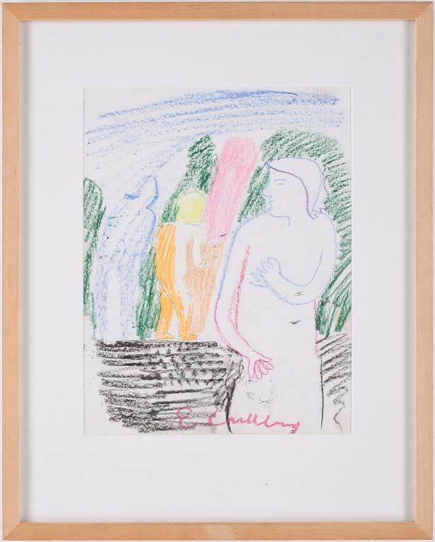 ERLAND CULLBERG, oljepastellkrita på papper, signerad.