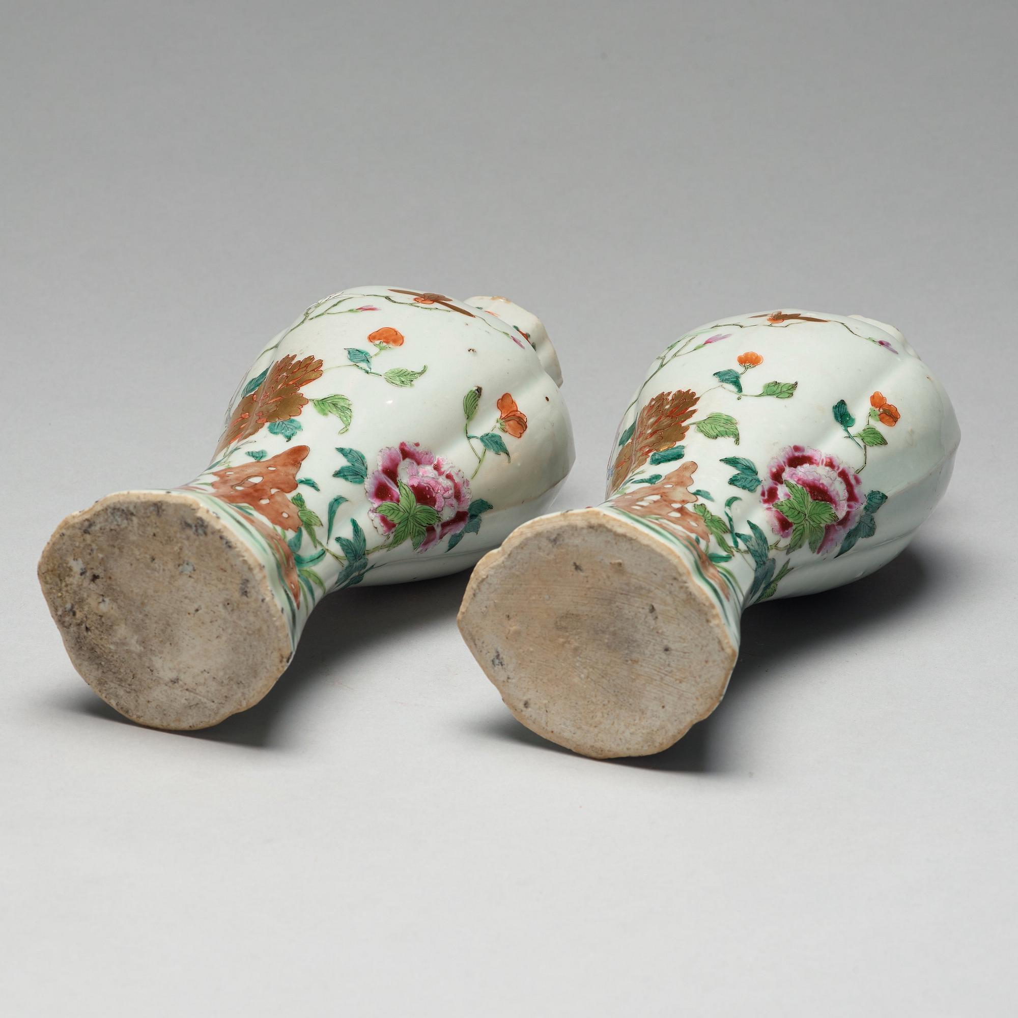 A pair of famille rose vases, Qing dynasty, Qianlong (1736-95).