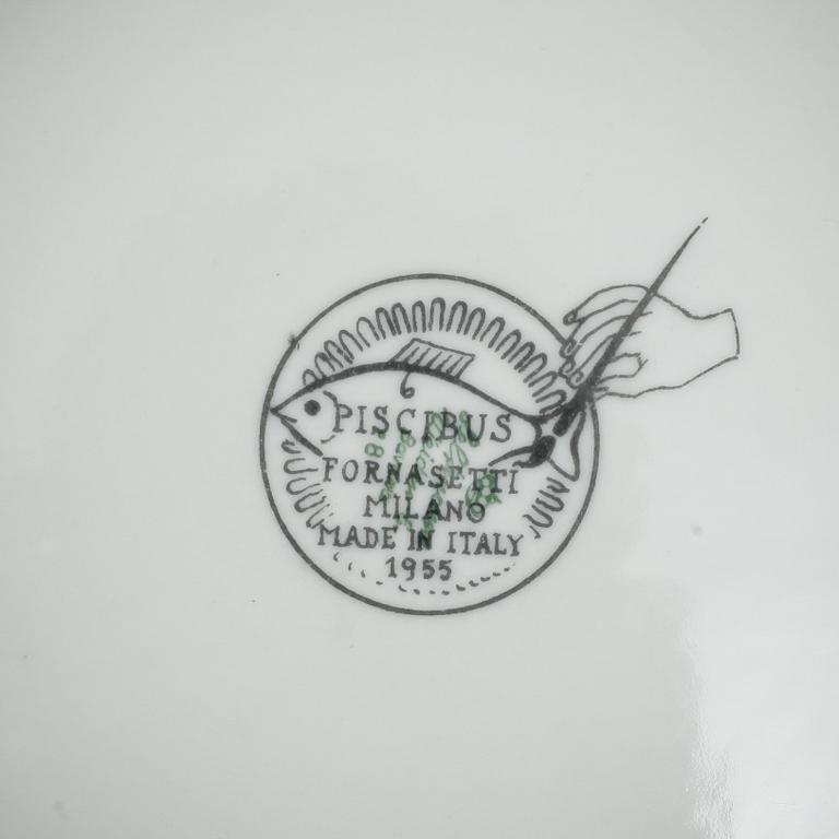 FISKTALLRIKAR, 10 st, porslin, "Piscibus", Fornasetti, Italien, 1955.