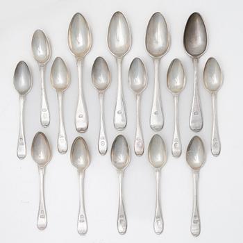 A set of Swedish silver spoons, 18-19th Century (16 pcs).