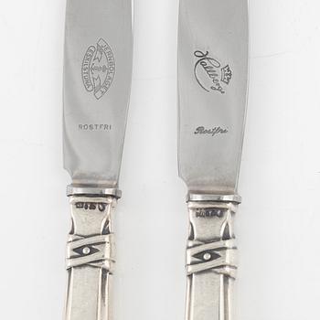 CG Hallberg, twelve silver table knives, model 'Modern', Stockholm 1930s.