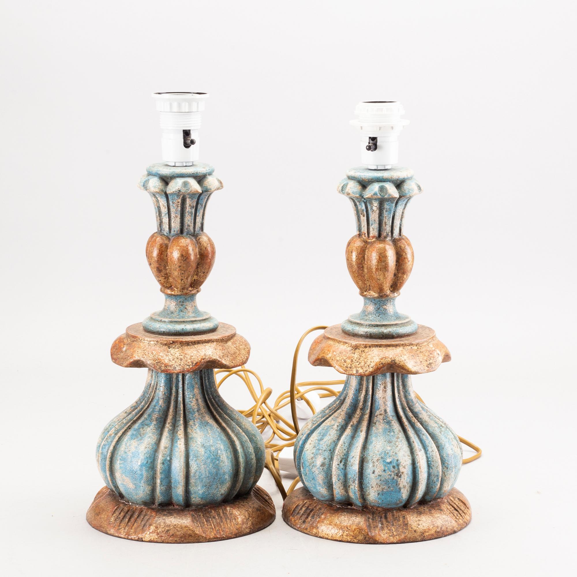 Table lamps, a pair, Baroque style, Paoletti, Florence Italy, second half of the 20th century.