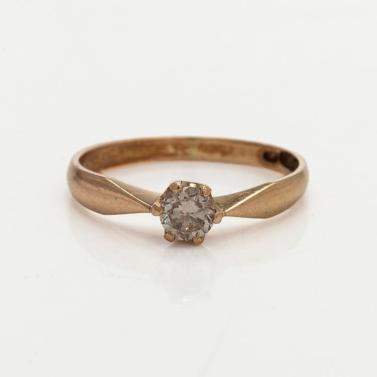 Ring, brilliant cut diamond 0.29 ct, 14K gold, 1992.