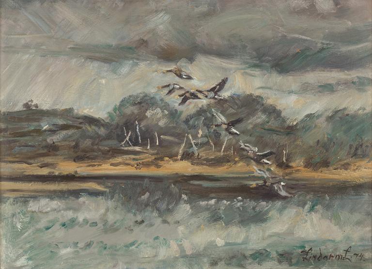 Lindorm Liljefors, oil on panel, signed and dated -74.