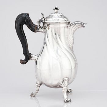 A Belgian 18th century silver coffee-pot, unidentified makers mark, Mons after 1766.