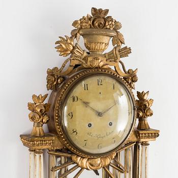 A late Gustavian wall clock by Johan Nyberg (master in Stockholm 1787-1801).