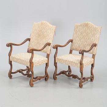 KARMSTOLAR, ett par, barockstil, 1900-talets första hälft.