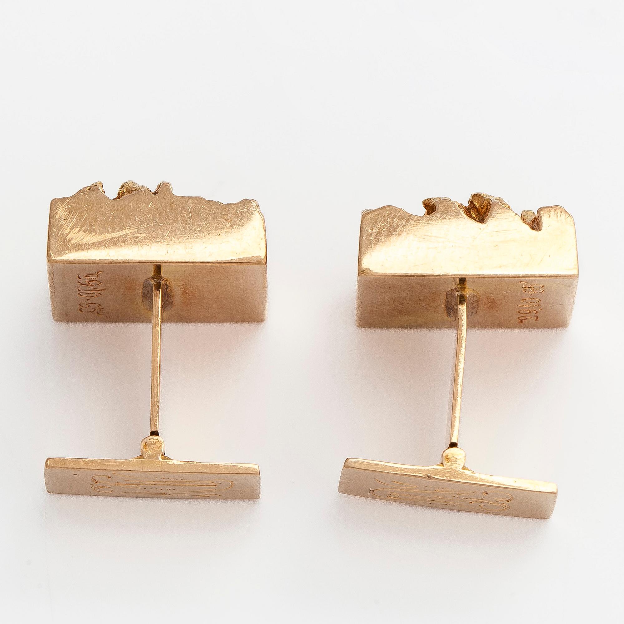 Björn Weckström, manschettknappar, "Bergen", 14K guld. Lapponia 1964.