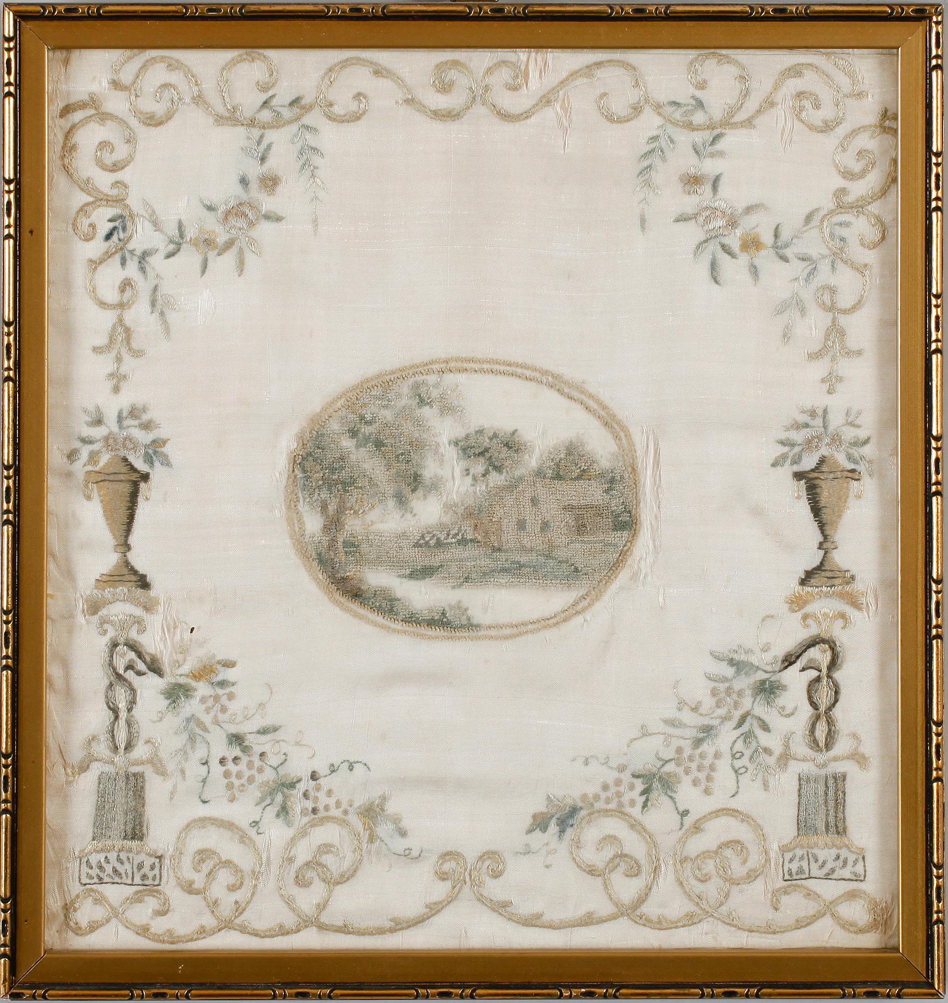 SIDENBRODERI, tidigt 1800-tal.