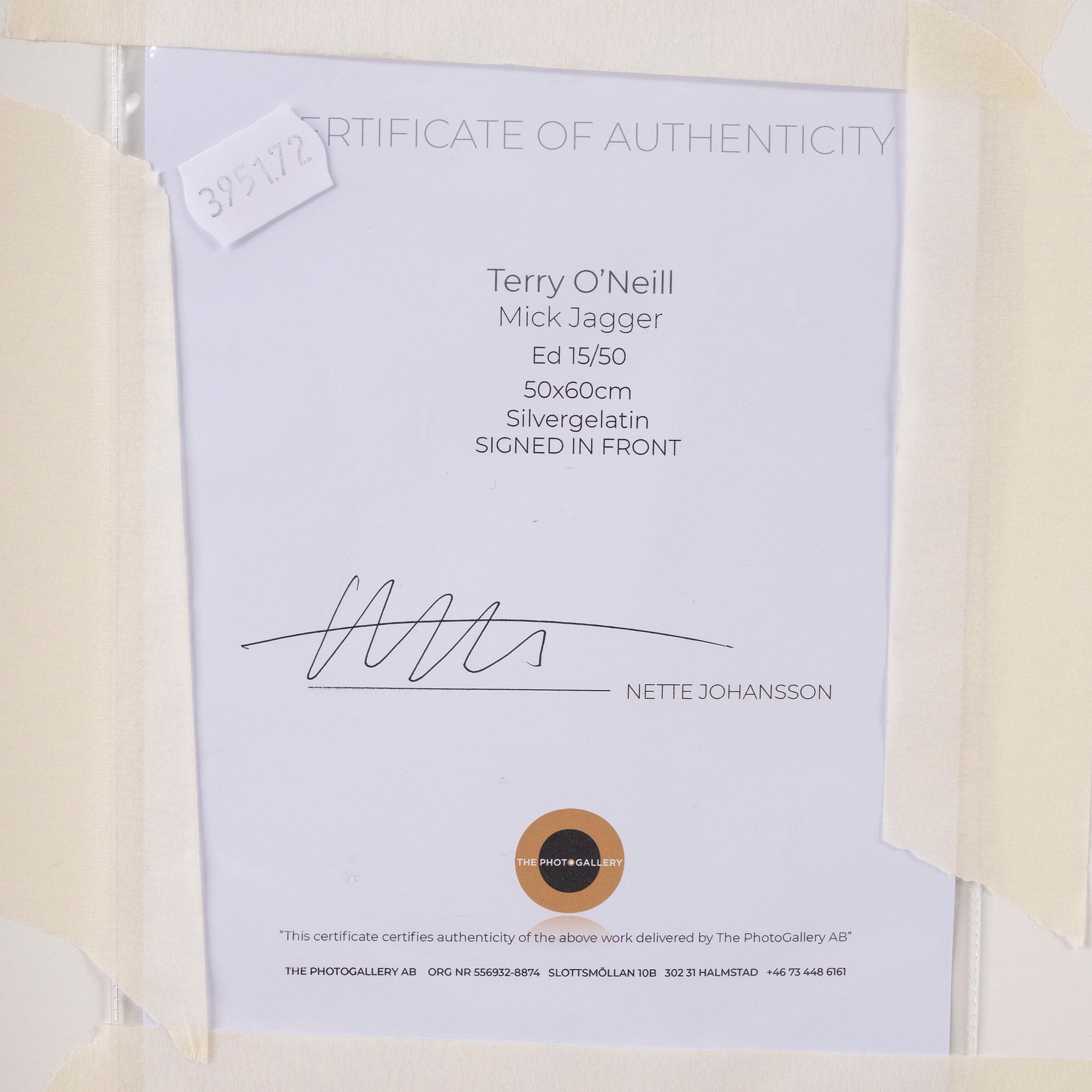 Terry O'Neill, photograph signed and numbered 15/50.