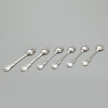 EFTERRÄTTSSKEDAR, 6 st, silver, Christian Hammer, Stockholm 1850. Total vikt ca 271 gram.