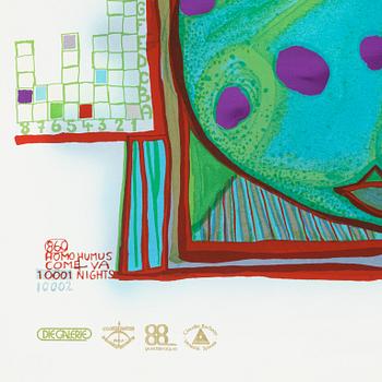 Friedensreich Hundertwasser, photo lithograph and silk screen with metal embossing, 1984. Signed and numbered 4378/10002.